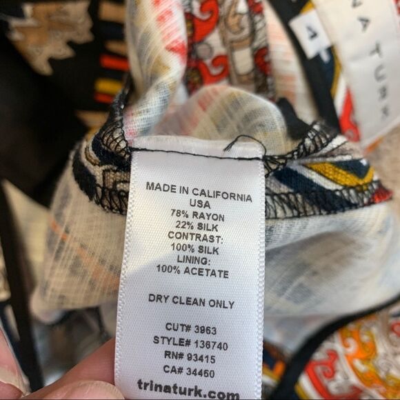 Trina Turk NWOT orange yellow silk blend blazer Sz 4 - Picture 11 of 15